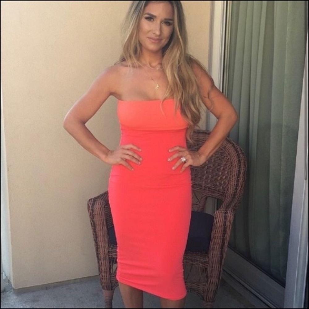 Kittenish Bodycon Coral Dress